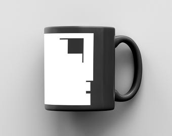 Bauhaus Ceramic Mug, Black Coffee Cup, Bauhaus Design, Mid Century Modern, Gift for Architects and Designers