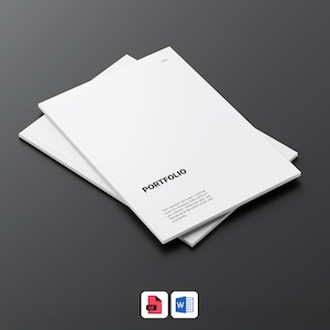 Modello di portfolio di architettura, layout minimalista, rivista di interior design, modello Adobe InDesign, formato A4 verticale (download digitale)