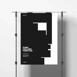 Bauhaus Poster, Form Follows Function, Moderne Architektur Druck, Walter Gropius, Schwarz-Weiß Kunstdruck, Minimalismus