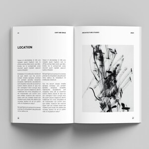 May include: A black and white abstract drawing of lines and shapes. The drawing is on a white background. The text "ARCHITECTURE STUDIES" is at the top of the page.