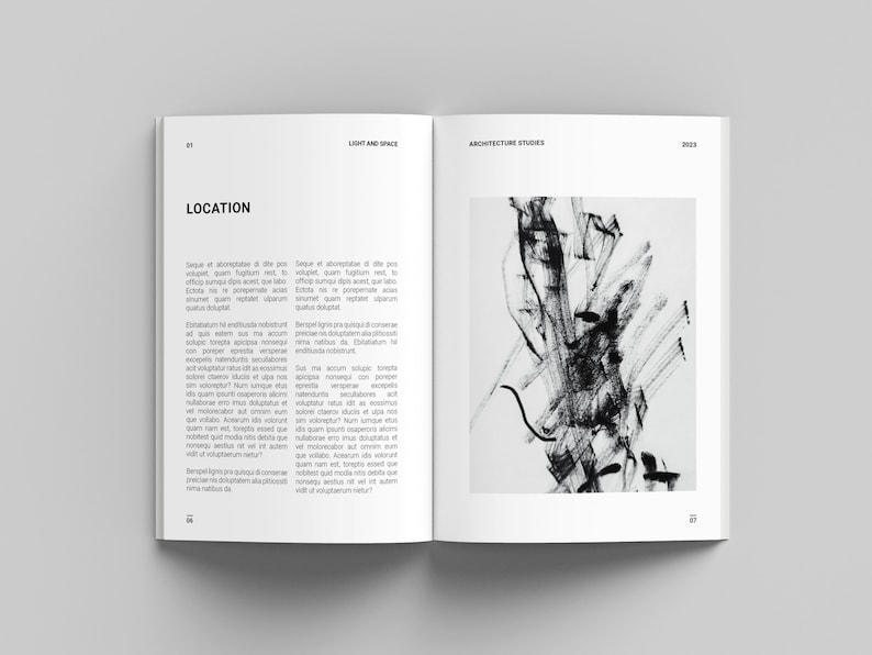 May include: A black and white abstract drawing of lines and shapes. The drawing is on a white background. The text "ARCHITECTURE STUDIES" is at the top of the page.