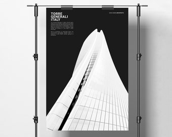 Generali Tower Poster, Zaha Hadid Architecture, Contemporary Architecture Wall Art, Milan Italy