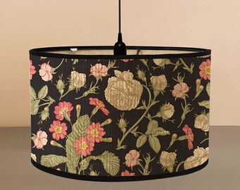 Abat-jour suspension 30 cm, cache lampe lustre, plafonnier E27, abat-jour plafond rétro à motif floral, cadeau pour la famille