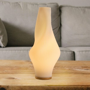 3D Printed Lamp With Wood Base, PLA Table Lamp, Modern Lamp, Flower Vase Table Lamp, Home Art Decoration, Gift For Her