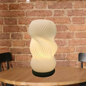 2 Color Lighting 3D Printed Lamp, Minimalist Plug-in Light with Bulb, Bedroom Table Lamp, Eco-Friendly Home Decor, Gift For Her