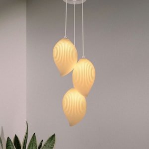 Modern Wavy Pendant Lampshade Elegant Chandelier, 3D Printed Hanging Lamp For Dining Room