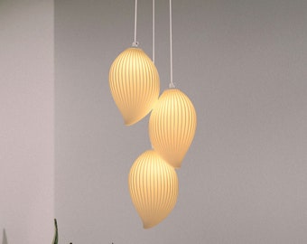 Modern Wavy Pendant Lampshade Elegant Chandelier, 3D Printed Hanging Lamp For Dining Room