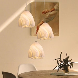 Soft Cozy Look 3D Printed Hanging Lamp, Flower Pendant Lights For Kitchen, Housewarming Gift