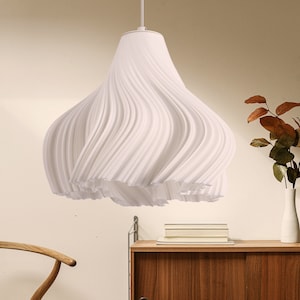 3D-gedruckte Hängelampe, plissierter Lampenschirm, Esszimmerbeleuchtung, minimalistisches Wohndekor Bild 2