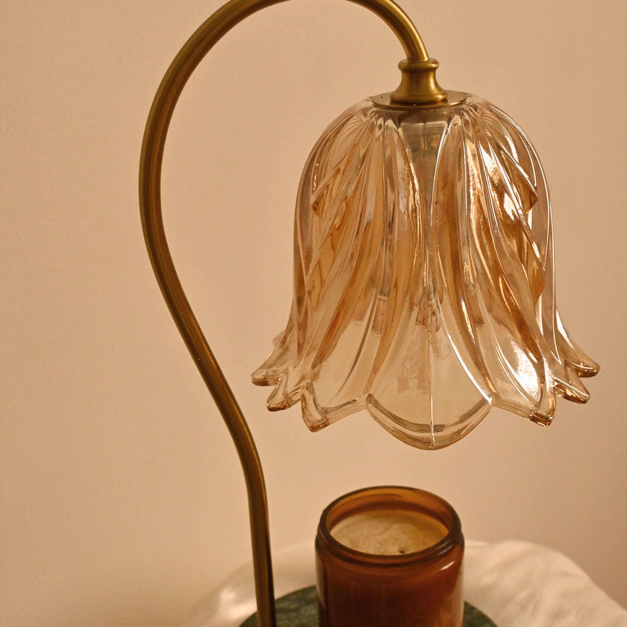 thumbnail image 2 of Ceramic Flower Candle Warmer Lamp - Adjustable Height With Timer & Dimmer, Gold Base 2 of 9