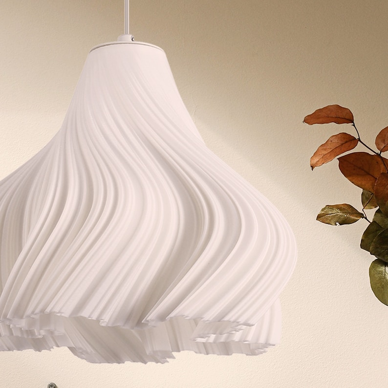 3D-gedruckte Hängelampe, plissierter Lampenschirm, Esszimmerbeleuchtung, minimalistisches Wohndekor Bild 6