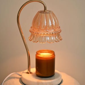 Flower Glass Candle Warmer Lamp, Electric Melt Warmer Lamp, Aromatherapy Diffuser, Smokeless Wax Safety Candle Lamp, Housewarming Gift