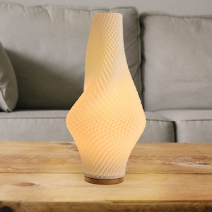 Lampe de table imprimée en 3D, décoration artistique, lumières blanches chaudes, lampe de chevet moderne, cadeau de pendaison de crémaillère, maison