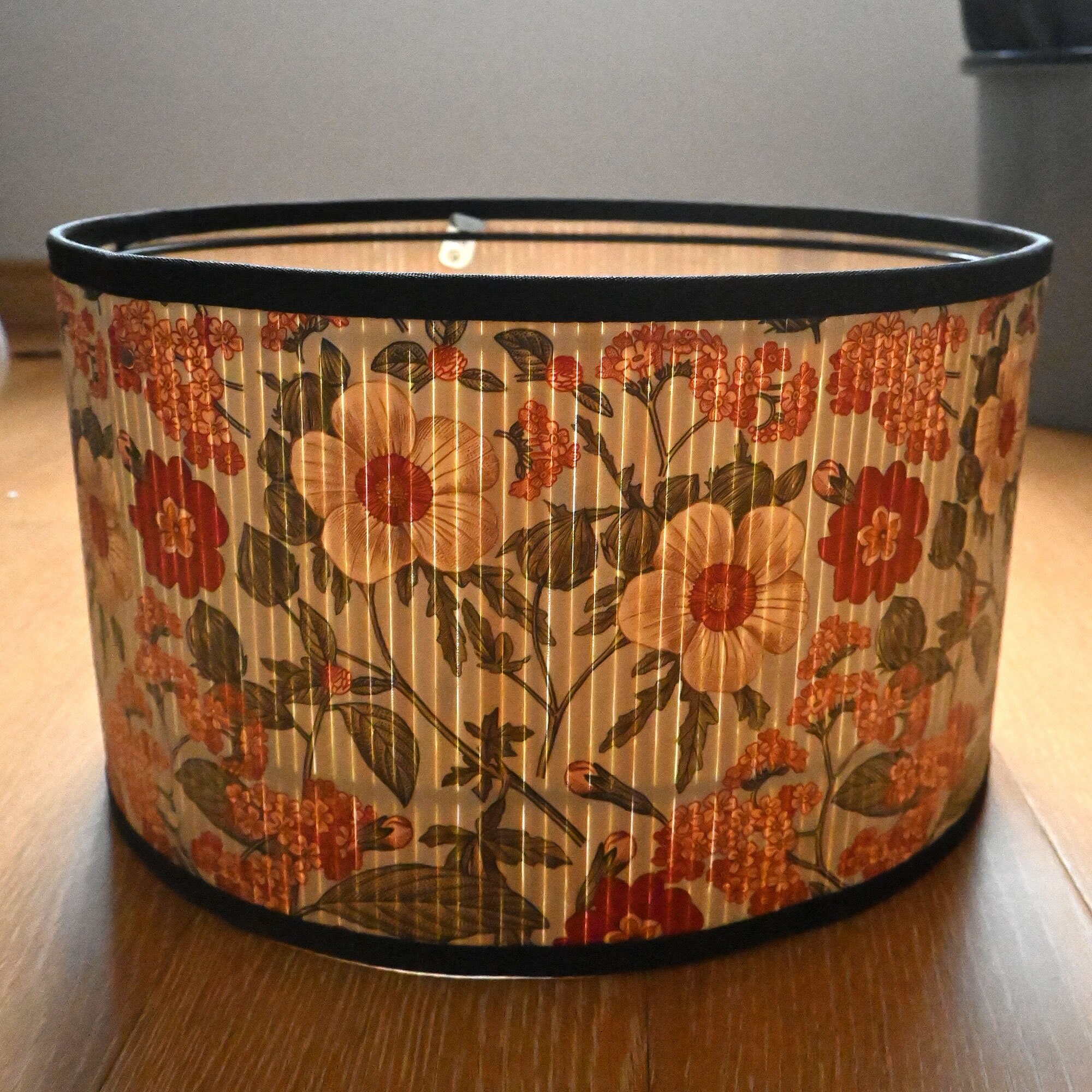Vintage Lampshade for Retro Interior Design, UV Printed Flower Bamboo ...