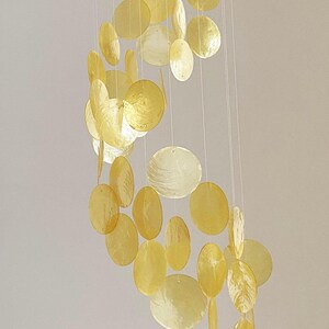 Yellow Capiz Shell Wind Chime Wall Hanging Mobile Decor, Boho Dreamcatcher, Garden Decoration, Multi Colors Optional, Housewarming Gift image 4