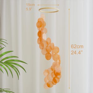 Yellow Capiz Shell Wind Chime Wall Hanging Mobile Decor, Boho Dreamcatcher, Garden Decoration, Multi Colors Optional, Housewarming Gift image 9