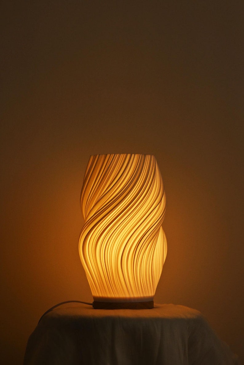Lámpara impresa en 3D con iluminación bicolor, decoración artística para el hogar, lámpara de mesa para dormitorio