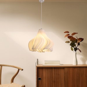 3D-gedruckte Hängelampe, plissierter Lampenschirm, Esszimmerbeleuchtung, minimalistisches Wohndekor Bild 5