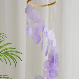 Yellow Capiz Shell Wind Chime Wall Hanging Mobile Decor, Boho Dreamcatcher, Garden Decoration, Multi Colors Optional, Housewarming Gift image 8