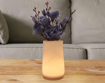 3D gedruckte Vasenlampe mit 3 Farben einstellbare Beleuchtung, Blumenvase Tischlampe, Hochzeitsdekoration, USB Kabel