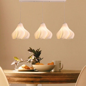 Modern Minimalist Chandelier, Kitchen Dining Hanging Lamp, Nordic 3D Printed Lampshade For An Elegant Interior, Soft Cozy Lighting