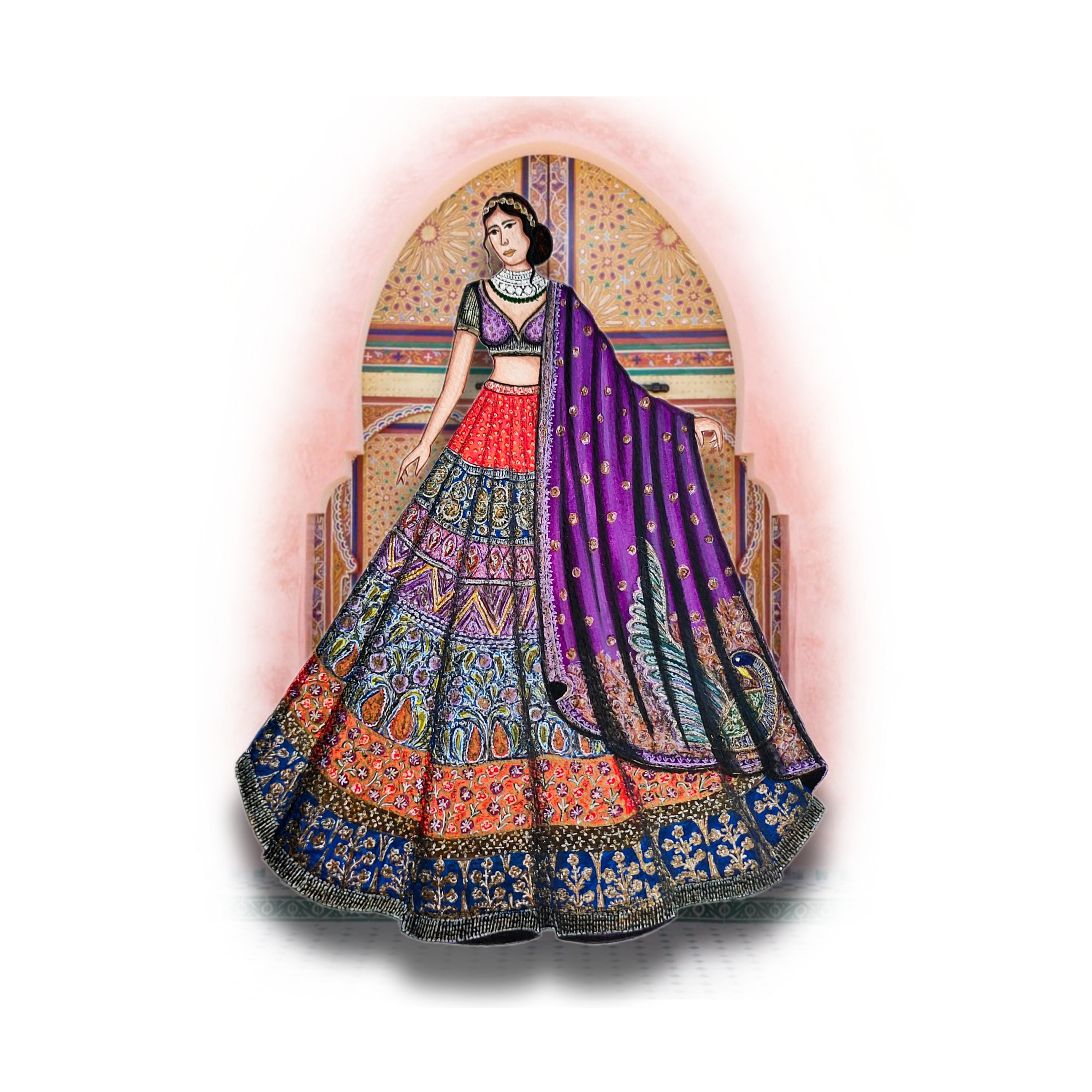 Discover 83+ lehenga choli sketches latest - seven.edu.vn