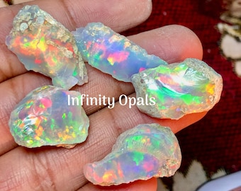 Extremely Rare Large 5 Pc Opal Rough Lot 50 Cts AAA Grade Natural Ethiopian Opal Raw Suitable For Cut And Jewelry Fire Opal Crystal Gemstone