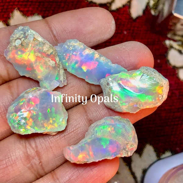Incredible Large 5 Pcs Opal Rough Lot 50 Cts AAA Grade Natural Ethiopian Opal Raw Suitable For Cut And Jewelry Fire Opal Crystal Welo Opal