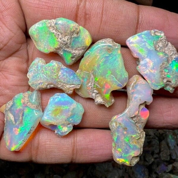 Smooth Opal Rough Lot 50 Cts 8-10 Pc AAA Grade Natural Ethiopian Opal Raw Large Size Opal Suitable For Cut And Jewelry Fire Opal Crystal Raw