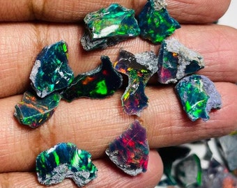 Black Opal Rough Lot 10 Pieces 10-16 MM, Natural Ethiopian Opal Rough, Black Opal, Opal Raw Crystals For Jewelry, Fire Opal Stone, Welo Opal