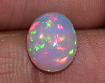 1.70 Cts Natural Ethiopian Opal Cabochon AAA Grade 10X8 MM Top Quality Welo Opal Cabs Large Size White Opal Jewelry Fire Opal Loose Stone