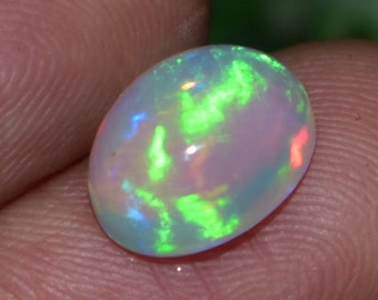 1.70 Cts Natural Ethiopian Opal Cabochon AAA Grade 9X7 MM Top Quality Welo Opal Cabs Large Size White Opal Jewelry Fire Opal Loose Stone