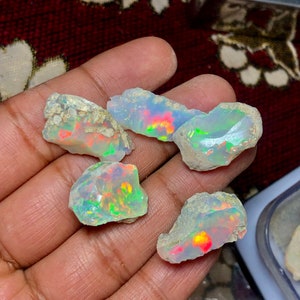 Extremely Rare Large 5 Pc Opal Rough Lot 50 Cts AAA Grade Natural Ethiopian Opal Raw Suitable For Cut And Jewelry Fire Opal Crystal Gemstone Bild 5