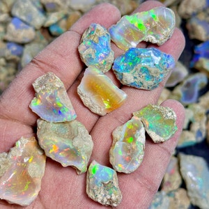 Opale de super qualité brute de grande taille de qualité AAA, opale Welo éthiopienne brute, adaptée à la coupe et aux bijoux, opale sèche, lot brut, cristal d'opale de feu image 3