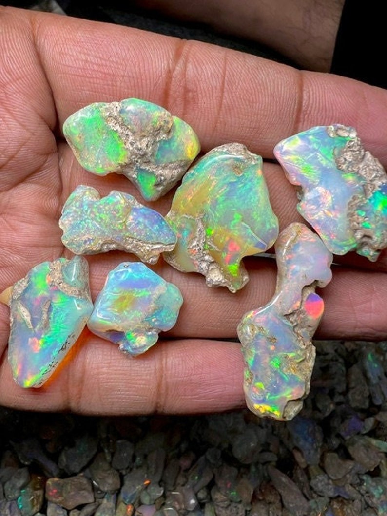Smooth Opal Rough Lot 50 Cts 8-10 Pc AAA Grade Natural Ethiopian Opal Raw Large Size Opal Suitable For Cut And Jewelry Fire Opal Crystal Raw image 1