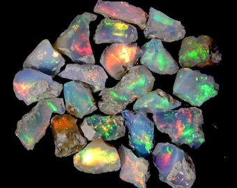 Cut Grade Opal Rough Lot 10 Pieces Lot Large Size Ethiopian Opal Raw Suitable For Cutting & Jewelry Dry Opal Raw Gemstone Fire Opal Crystal