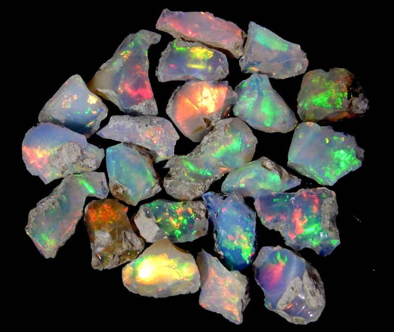 Opale de qualité coupée Lot brut 10 pièces Lot de grande taille Opale éthiopienne brute adaptée à la coupe et aux bijoux Opale sèche Pierre précieuse brute Opale de feu Cristal image 1