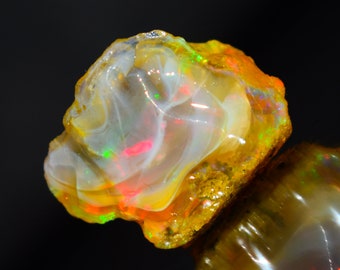 22.90 Cts Natural Ethiopian Opal Rough Size 22 x 19 MM Top Quality Free Form Welo Opal Size White Opal Welo Fire Jewelry Opal Raw Stone