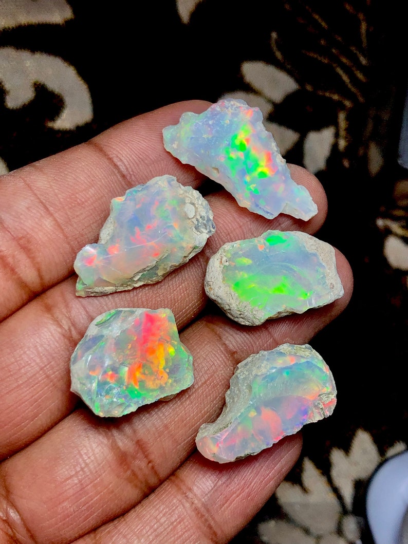 Extremely Rare Large 5 Pc Opal Rough Lot 50 Cts AAA Grade Natural Ethiopian Opal Raw Suitable For Cut And Jewelry Fire Opal Crystal Gemstone Bild 4