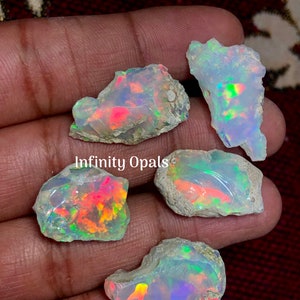 Extrêmement rare grand lot brut d'opale de 5 pièces 50 cts d'opale éthiopienne naturelle de qualité AAA brute adaptée à la coupe et aux bijoux en cristal d'opale de feu image 3