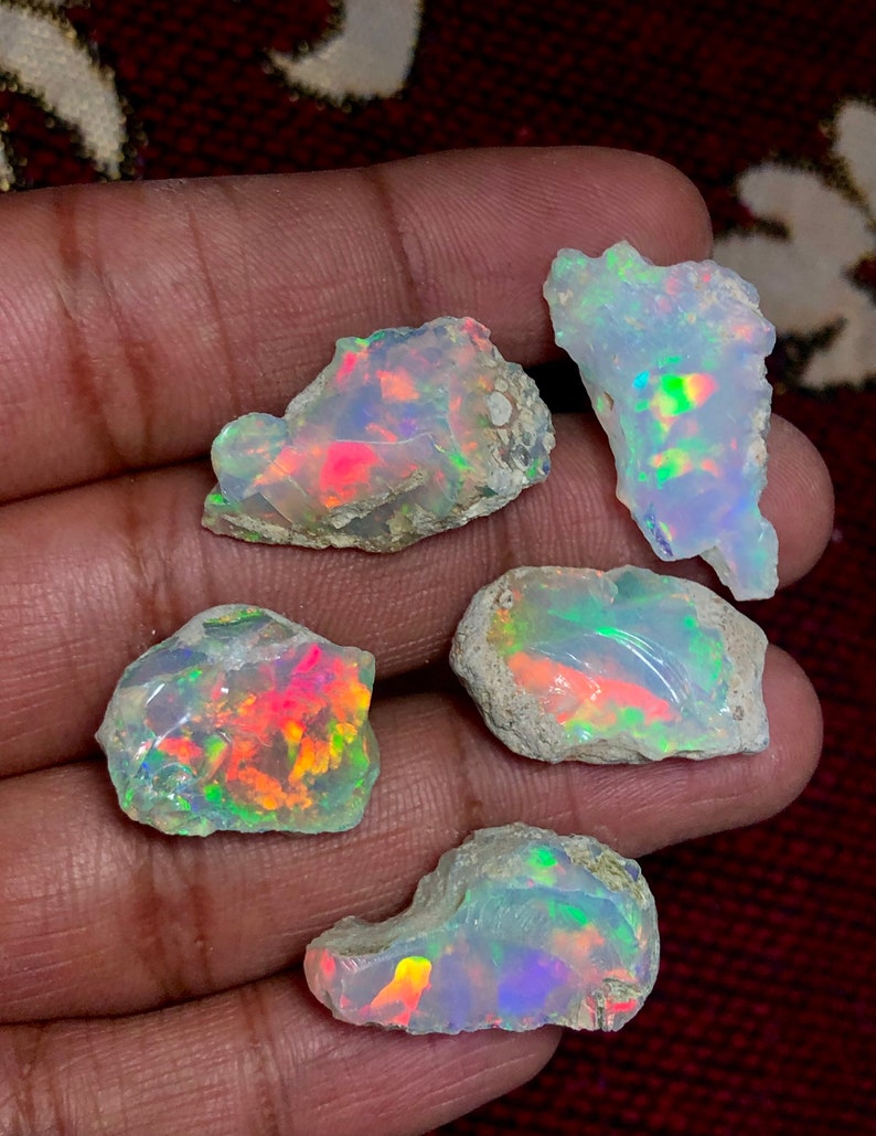 Extremely Rare Large 5 Pc Opal Rough Lot 50 Cts AAA Grade Natural Ethiopian Opal Raw Suitable For Cut And Jewelry Fire Opal Crystal Gemstone Bild 3