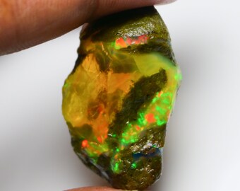 37.55 Cts Natural Ethiopian Opal Rough Size 74X21 MM Top Quality Free Form Welo Opal Size White Opal Welo Fire Jewelry Opal Raw Stone