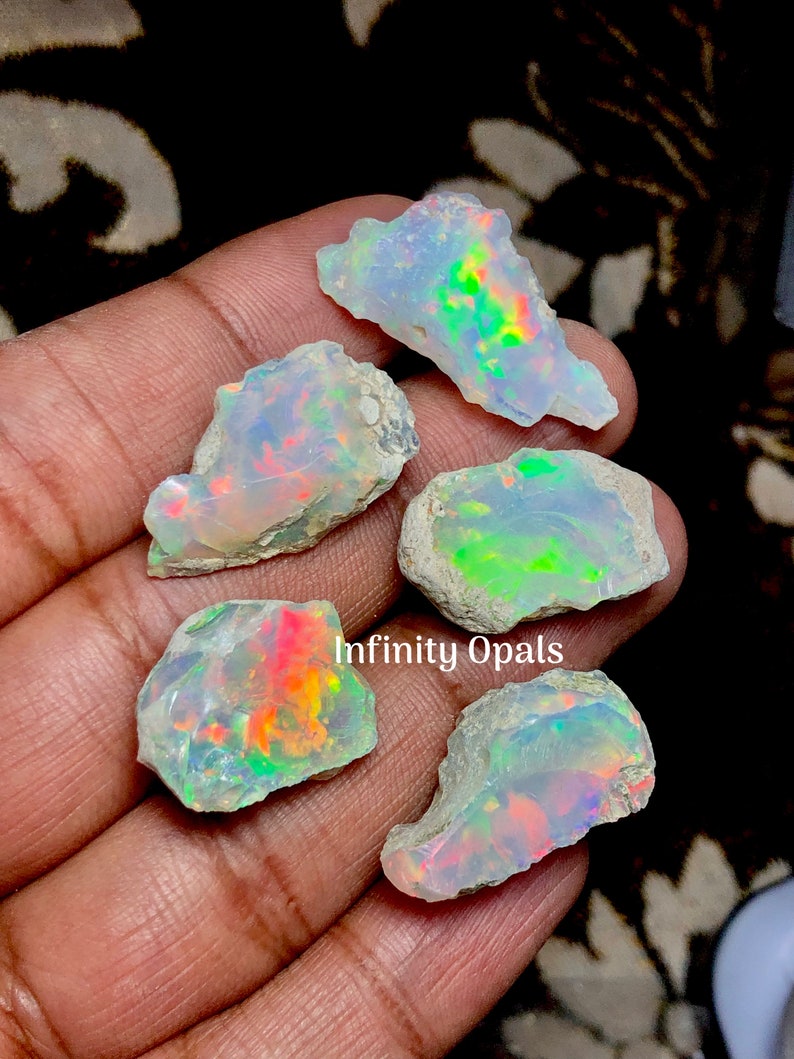 Extremely Rare Large 5 Pc Opal Rough Lot 50 Cts AAA Grade Natural Ethiopian Opal Raw Suitable For Cut And Jewelry Fire Opal Crystal Gemstone image 4