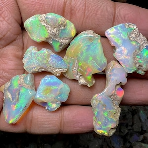 Smooth Opal Rough Lot, 50 Carats 8-10 Pc Top Quality Ethiopian Opal Raw, Natural Opal Rough For Jewelry & Gemstones, Welo Fire Opal Crystal