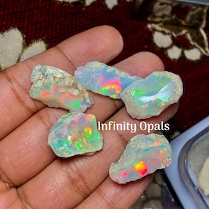 Extremely Rare Large 5 Pc Opal Rough Lot 50 Cts AAA Grade Natural Ethiopian Opal Raw Suitable For Cut And Jewelry Fire Opal Crystal Gemstone image 2