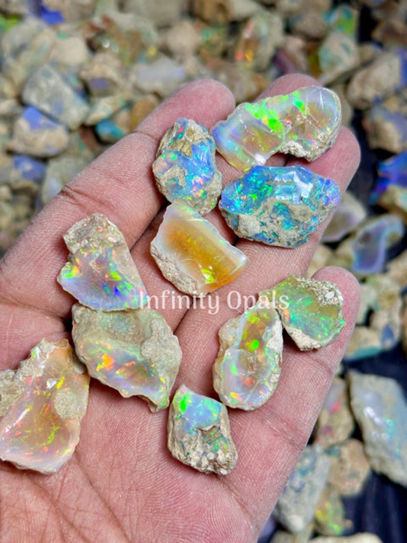 Opale de super qualité brute de grande taille de qualité AAA, opale Welo éthiopienne brute, adaptée à la coupe et aux bijoux, opale sèche, lot brut, cristal d'opale de feu image 4