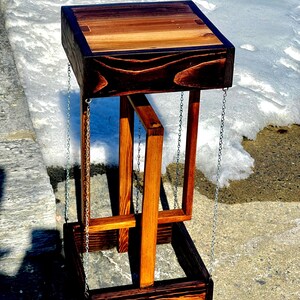 Handcrafted Wooden Tensegrity Table with Steel Chain