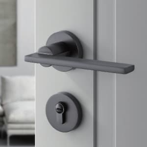 Door Lever Handle Pair - Black Gray Lock Set for Indoor Interior - Privacy Passage Mortise Set - Knobs for your home