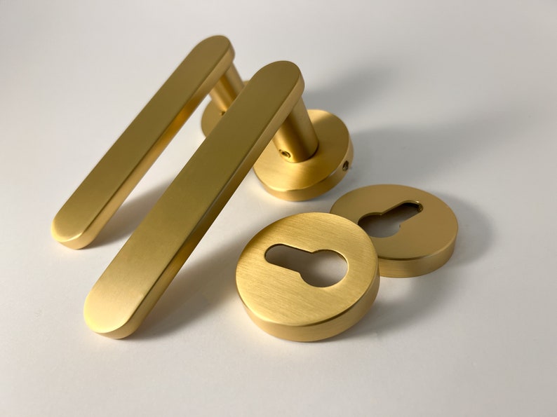 Brushed Gold Door Handles Door Lock Set Luxury Lever Lock Etsy