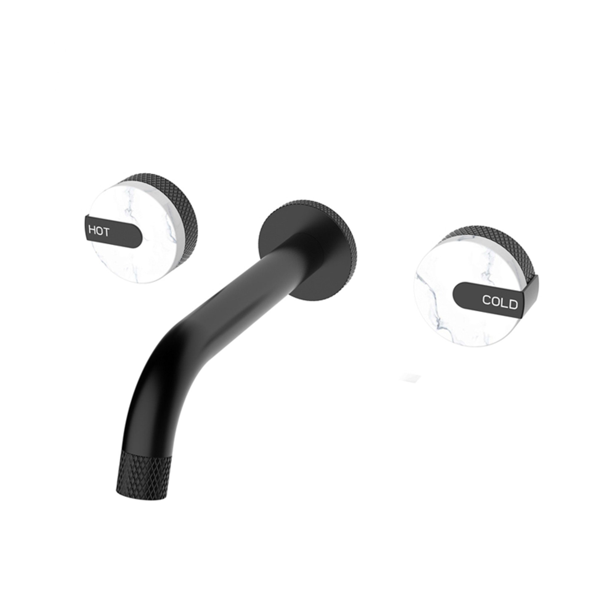 Wall Mounted 3 Hole Bathroom Faucet Luxury Black Mixer Tap for Sink